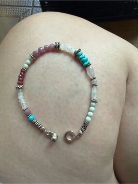 Multi-Gemstone Beaded Bracelet in Turquoise, Pink & White